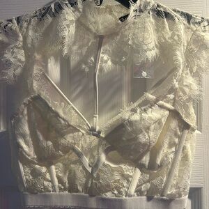 Naked Wardrobe Lace Sheer Crop Top